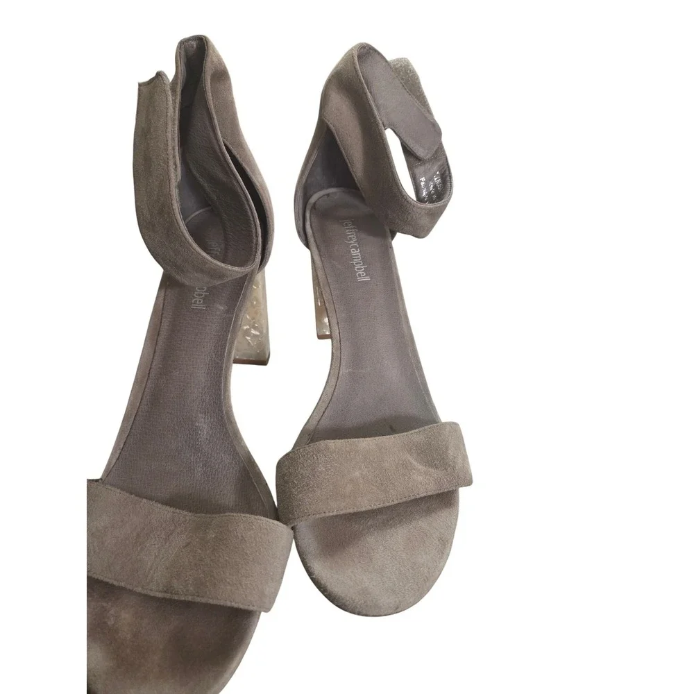 Jeffrey Campbell Suede Block Heel Ankle Strap Sandals‎ Taupe Women US 11